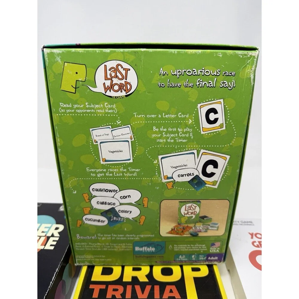 5 Adult Party Board Games (14-18+) Last Word, Drop Trivia, Etc. 2-3+ Players